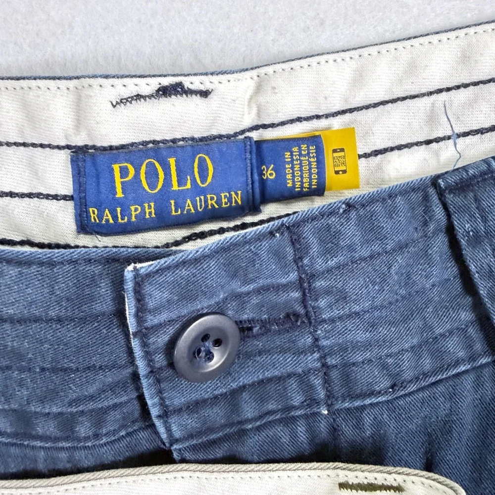 Polo Ralph Lauren Cargo Shorts Mens 36 Blue Khaki Lot of 2 Classic Chino Twill